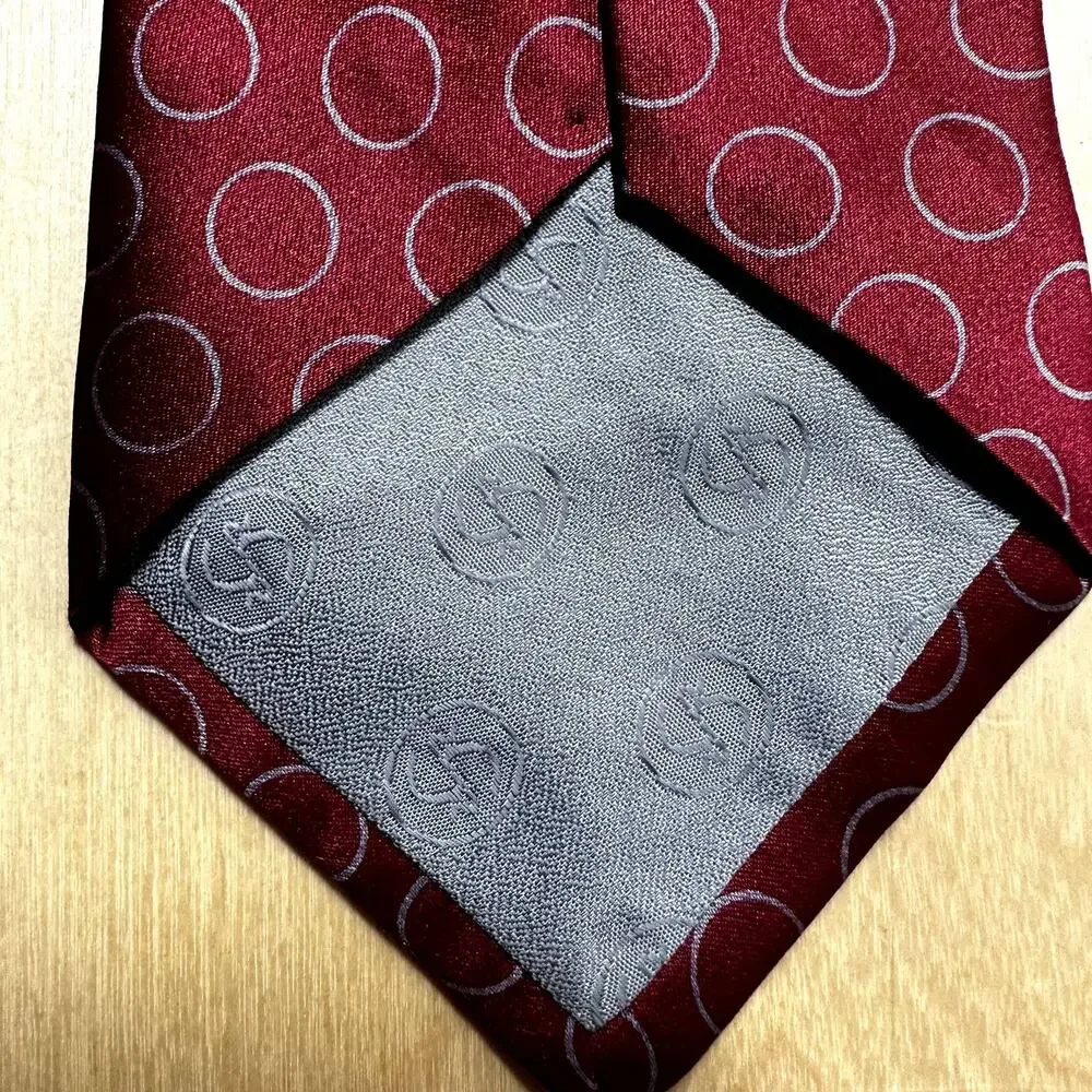 Stefano Ricci Tie Pointed Polka Dot Maroon Red Gray One Size